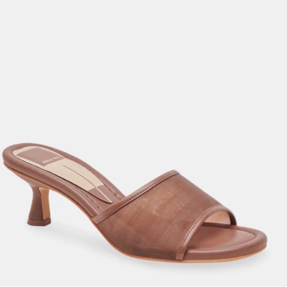 🐻Dolce Vita Brown Mesh Heeled Mules, Size 7
